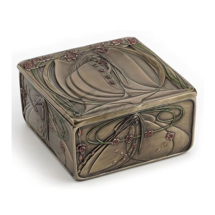 Mackintosh Style Art Nouveau Rose Maiden Trinket Box
