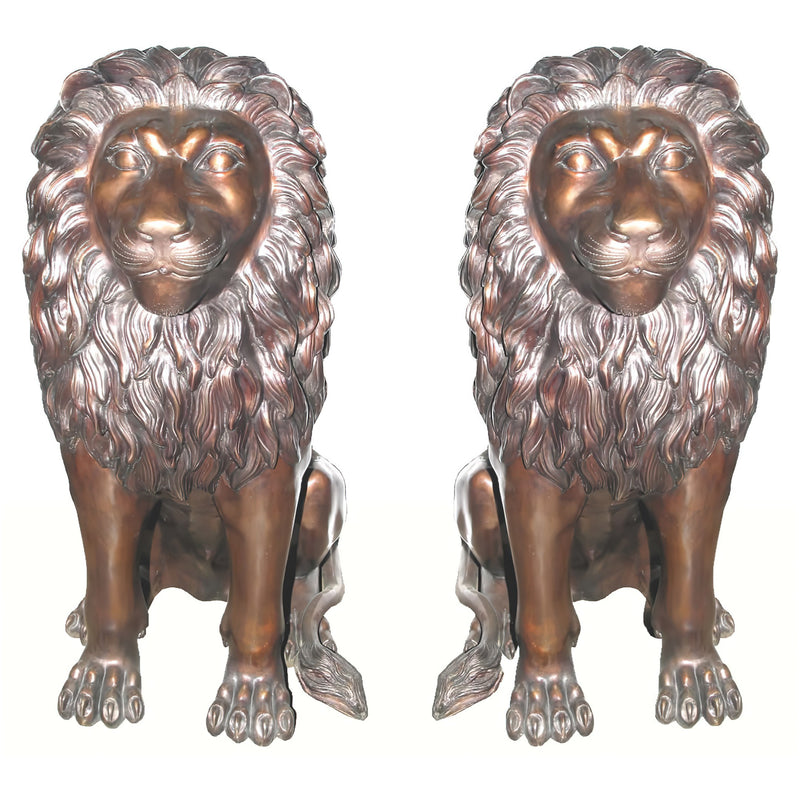 Majestic Lion Pair Bronze Sculpture