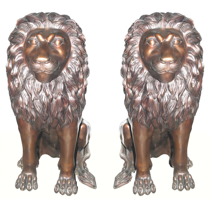 Majestic Lion Pair Bronze Sculpture