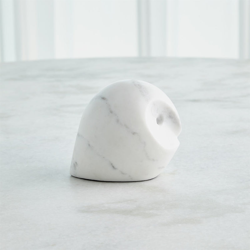 Marble Owl Sculpture Side View