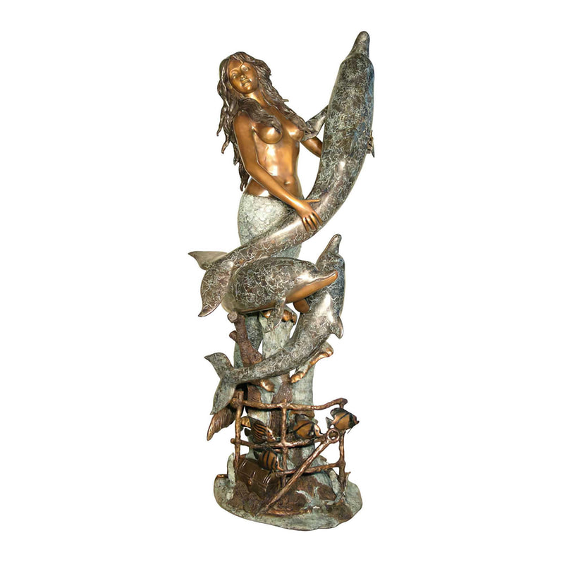 Bronze Mermaid With Dolphins Fountain