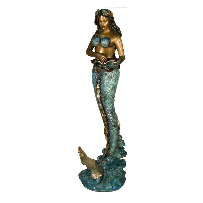 Mermaid Holding Shell Bronze Fountain-Special Patina