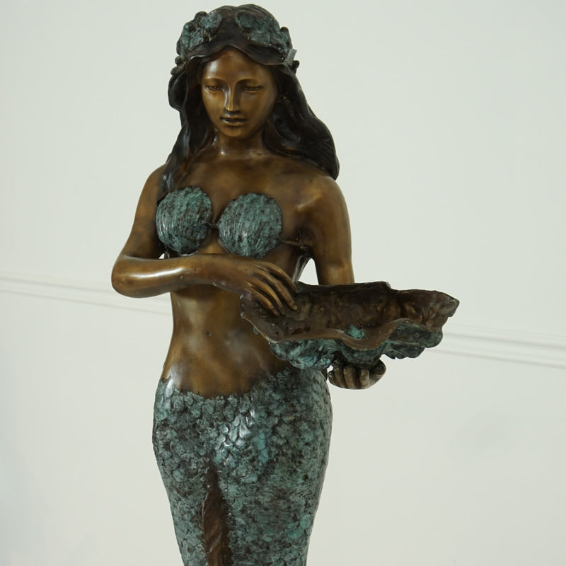 Mermaid Holding Shell Bronze Fountain