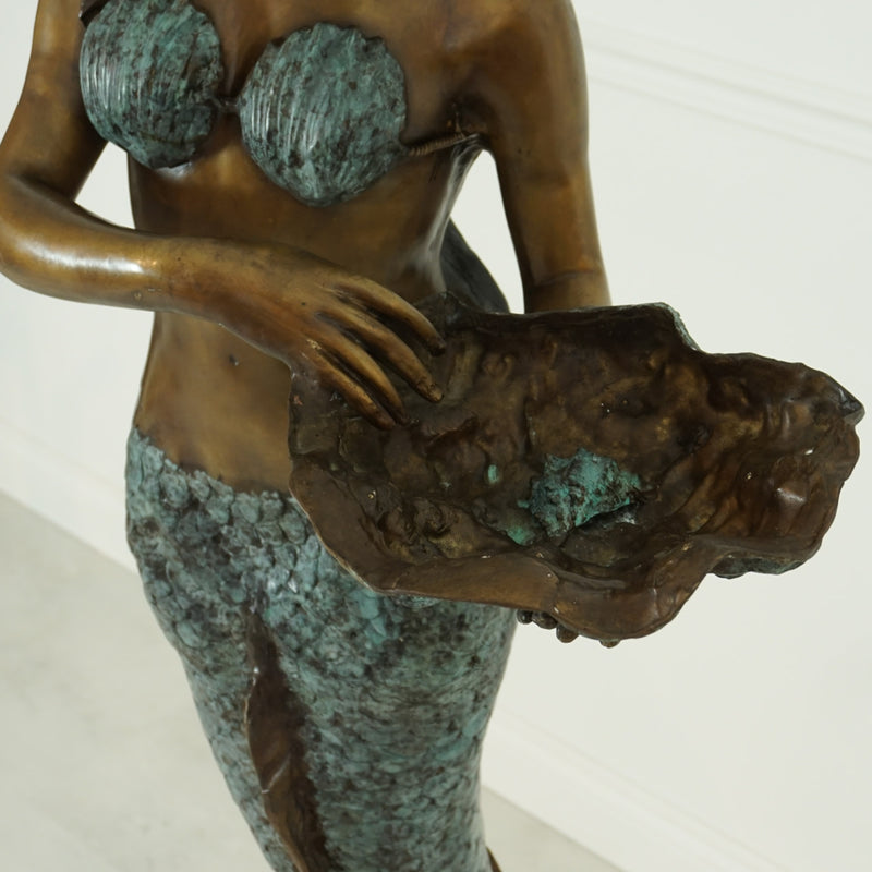 Mermaid Holding Shell Bronze Fountain