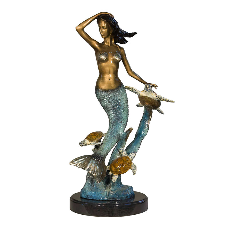 Mermaid With Sea Turtles Sculpture