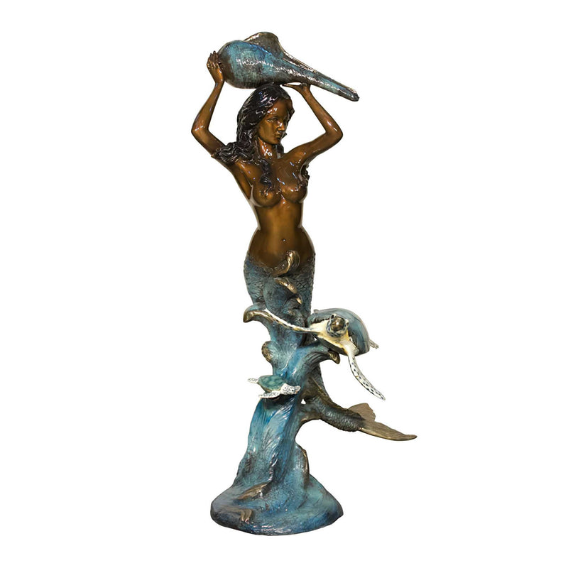 Mermaid with Sea Turtle & Shell Fountain