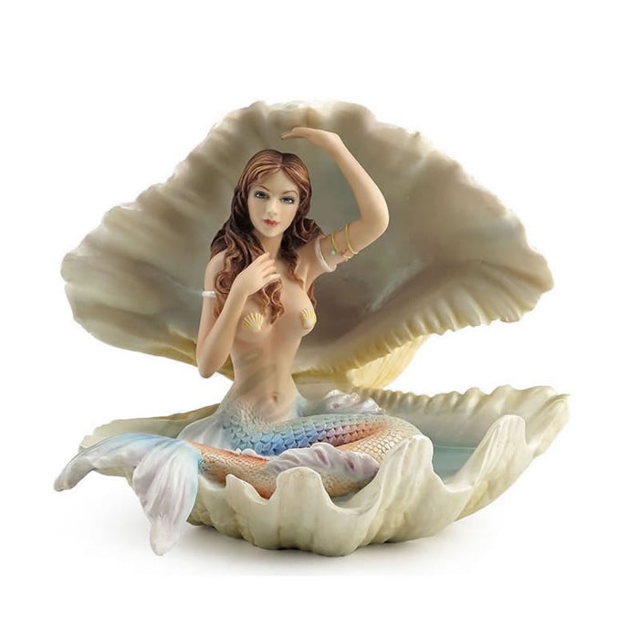 Mermaid Sitting In Seashell Statue