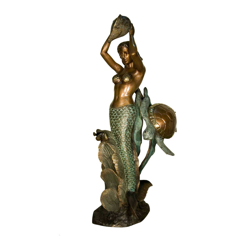 Mermaid & Turtle Bronze Fountain