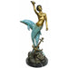 Mermaid with Blue Dolphin Bronze Statue