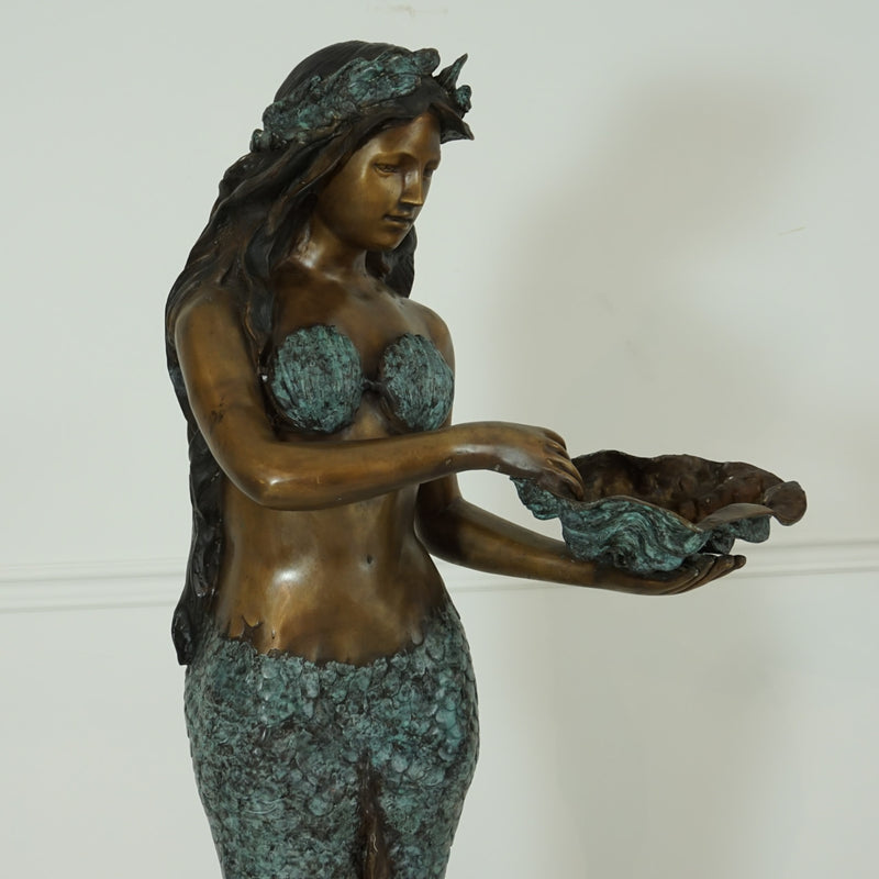 Mermaid Holding Shell Bronze Fountain