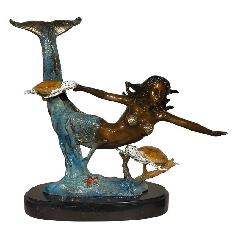 Mermaid Swimming with Turtles Sculpture
