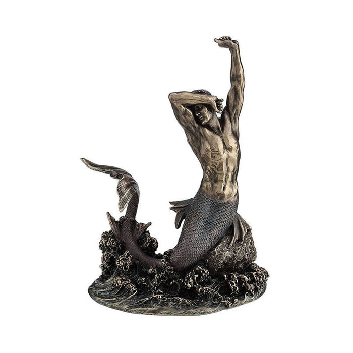 Merman Stretching On Rock Statue