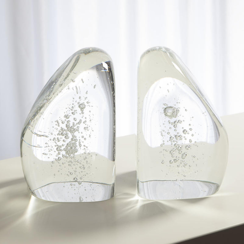 Modern Art Glass Clear Bookends 2