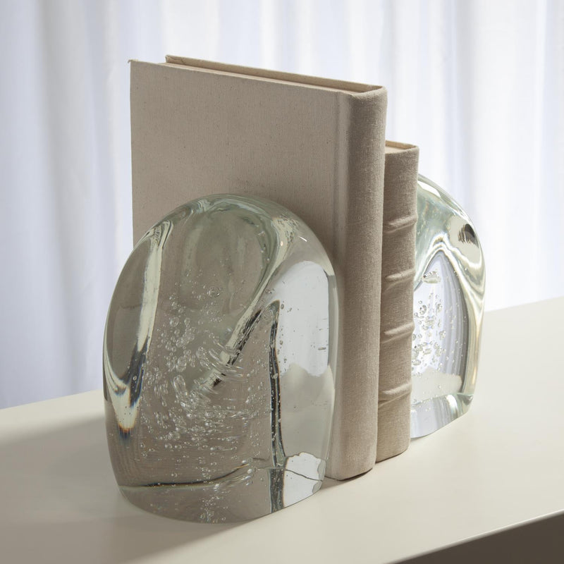 Modern Art Glass Clear Bookends 3