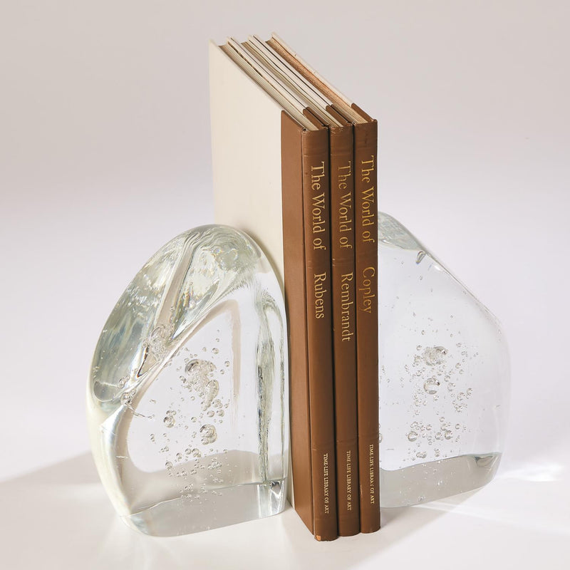 Modern Art Glass Clear Bookends 4