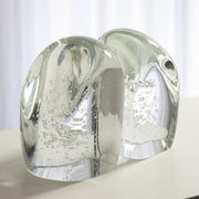Modern Art Glass Clear Bookends