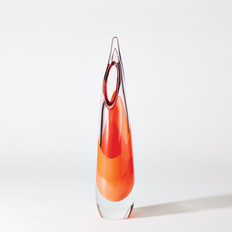 Modern Art Glass Vase Fire Red