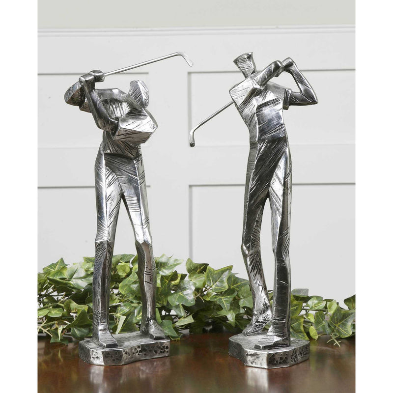 Silver Abstract Golf Sculptures Set of 2