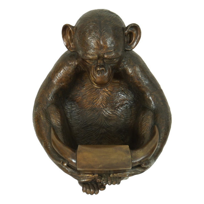 Monkey Reading Bronze Sculpture