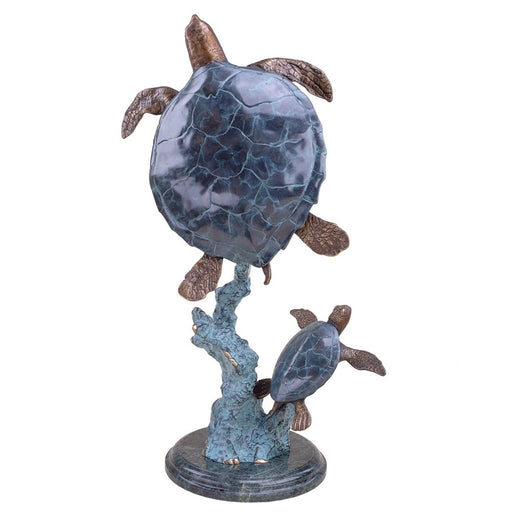 Mother and Baby Sea Turtles Brass Sculpture on Marble Base by San Pacific International/SPI Home