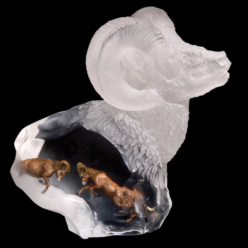 Mountain Spirit Big Horn Ram Sculpture by Kitty Cantrell