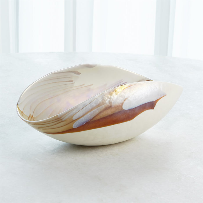 Murano Glass Bowls Plate Ivory Amber 2