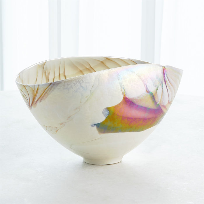 Murano Glass Bowls Plate Ivory Amber 3