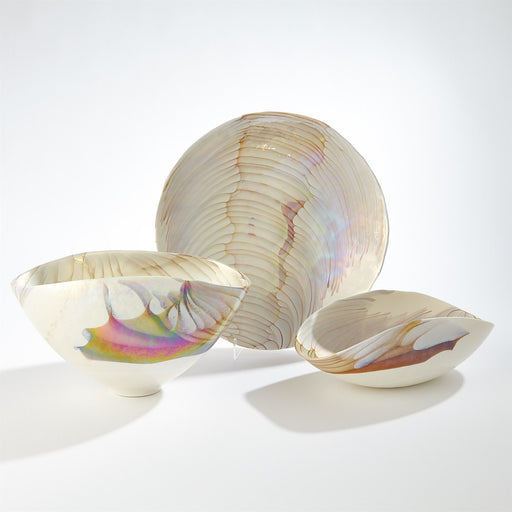 Murano Glass Bowls Plate Ivory Amber 6
