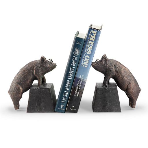 Nearsighted Reading Pigs Bookends Pair by San Pacific International/SPI Home