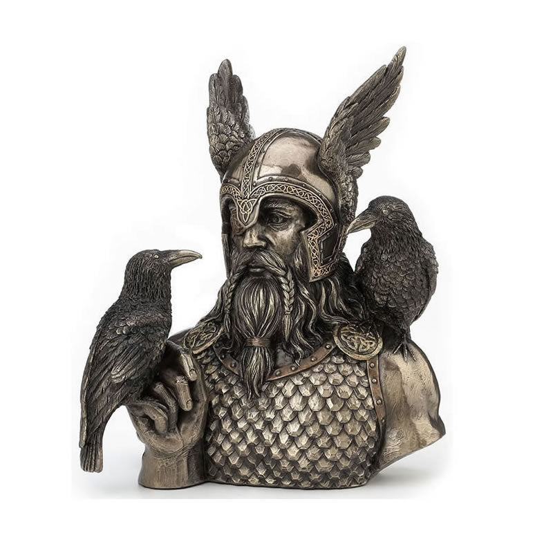 Norse God Odin With Ravens Half Bust