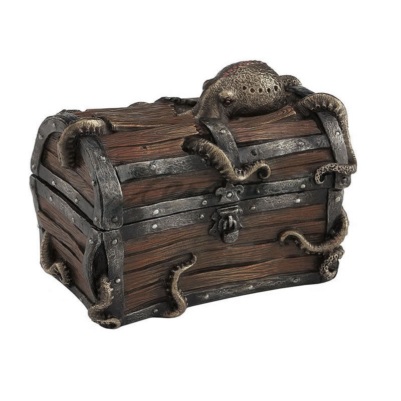 Octopus Cracked Treasure Chest Trinket Box