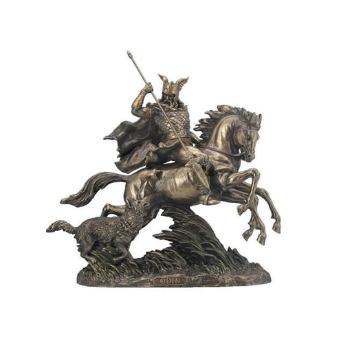 Odin Riding Sleipnir Followed by Wolf Sculpture