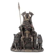 Odin Sitting On Throne With Geri And Freki Statue
