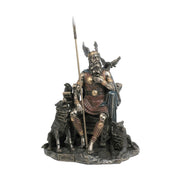 Odin Sitting With Wolves And Crows Statue