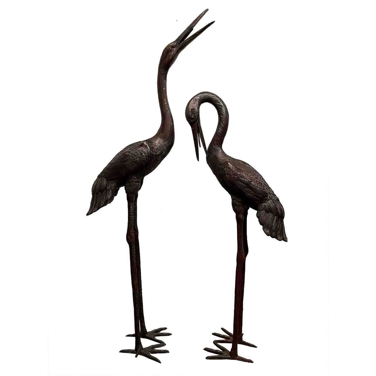 Pair of Cranes Bronze Fountains — AllSculptures