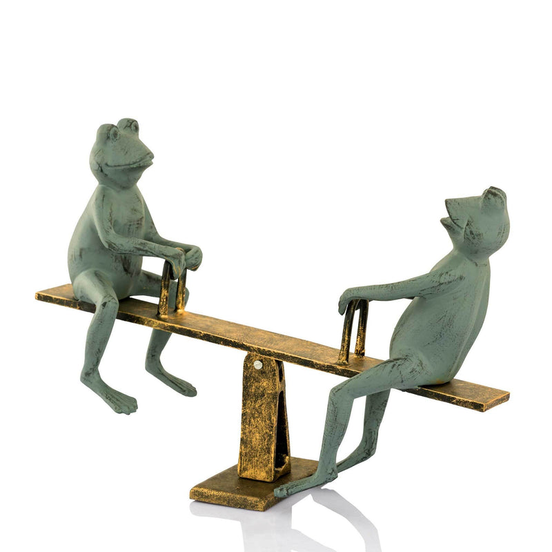 Playground Days- Frogs on Seesaw Garden Sculpture