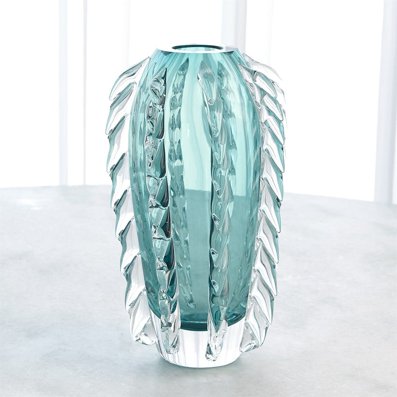 Polish Art Glass Vase Fringe Vase Azure