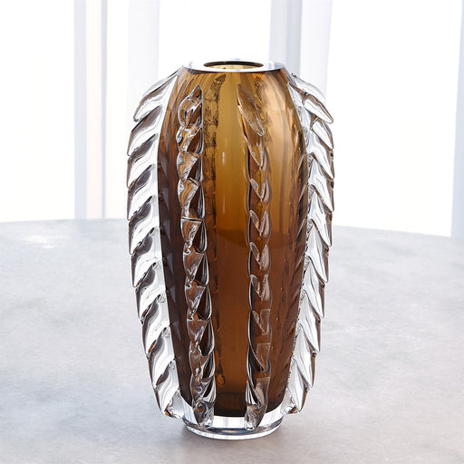 Polish Art Glass Vase Fringe Vase Tobacco
