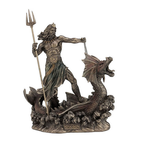 Poseidon With Trident Standing On Hippocampus Statue