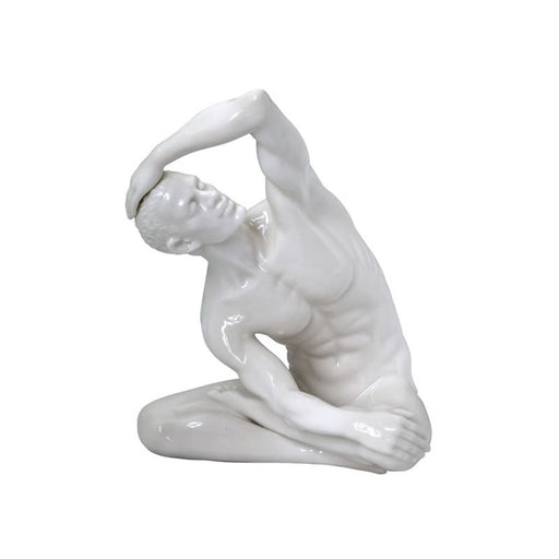 Posture Male Nude Sculpture in Glazed White