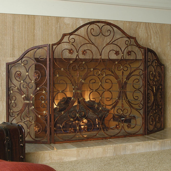 Provincial Triple Panel Fireplace Screen by San Pacific International/SPI Home