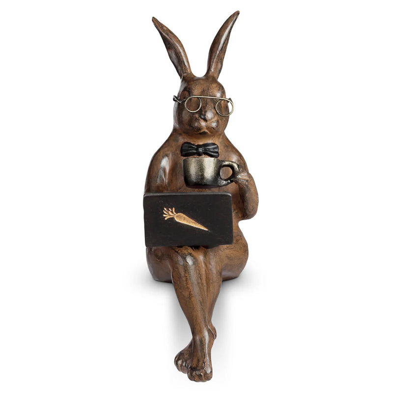 Coffee Break Garden Bunny Ledge Sitter Statue