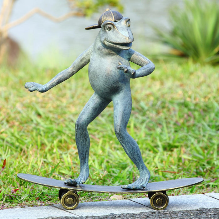 Radical Skateboarding Frog Garden Sculpture by San Pacific International/SPI Home