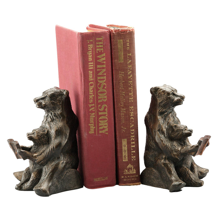 Reading Bear Bookends- Cast Iron by San Pacific International/SPI Home