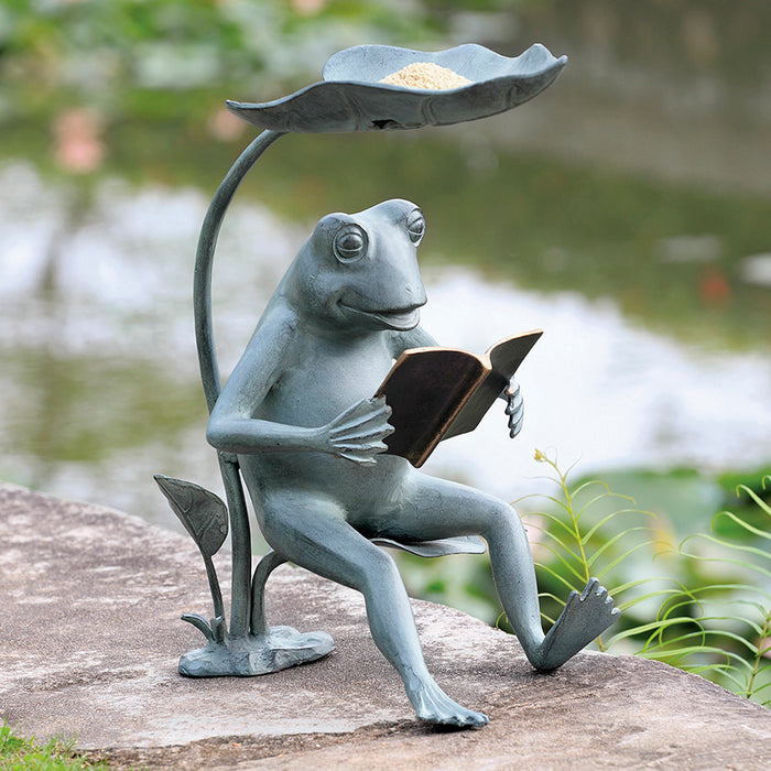 Reading Frog Birdfeeder with LED Light by San Pacific International/SPI Home