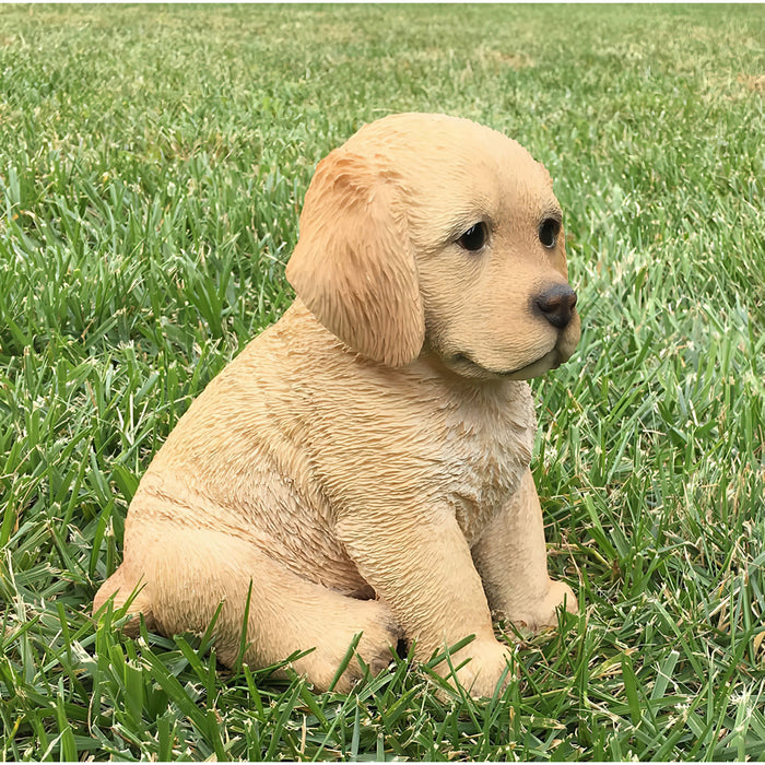 Realistic Golden Retriever Puppy Statue- Outdoor- Side View