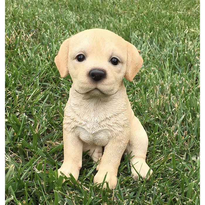 Realistic Yellow Labrador Retriever Puppy Statue In Grass