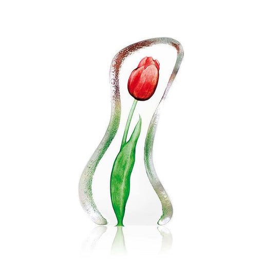 Red Tulip Crystal Sculpture by Mats Jonasson