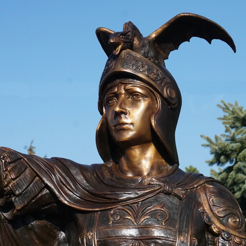 Roman Soldier on Pedestal Sculpture Set-Bronze