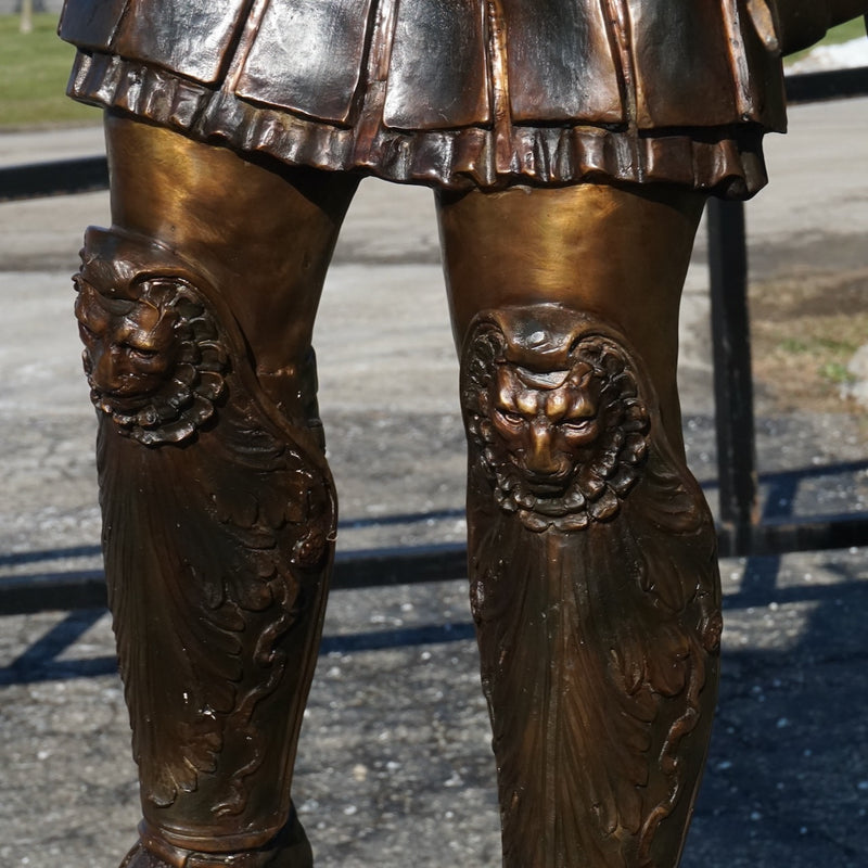 Roman Soldier on Pedestal Sculpture Set-Bronze